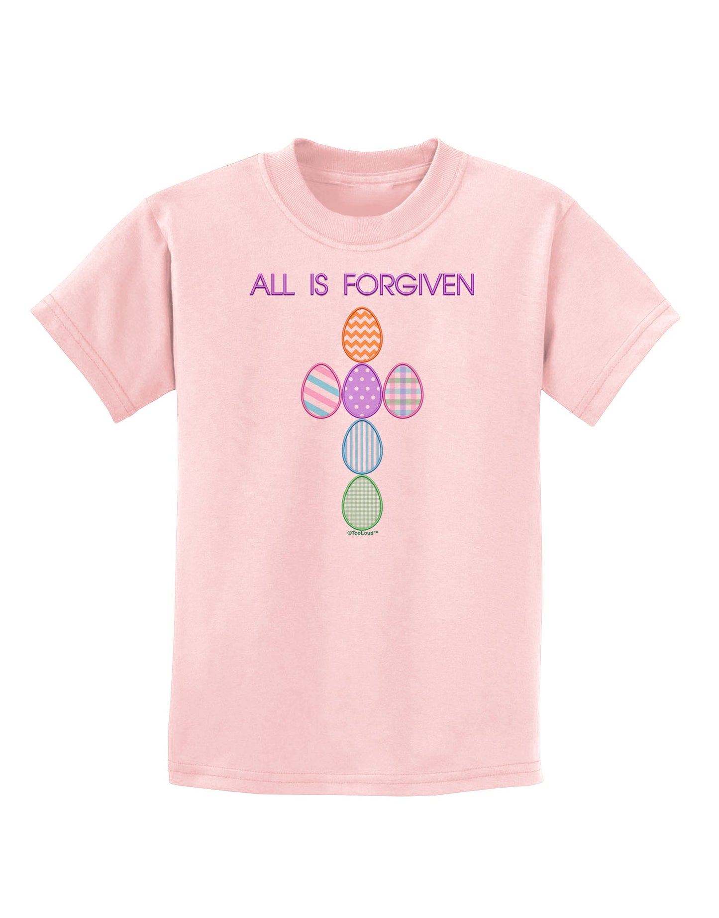 All is forgiven Cross Faux Applique Childrens T-Shirt-Childrens T-Shirt-TooLoud-PalePink-X-Small-Davson Sales