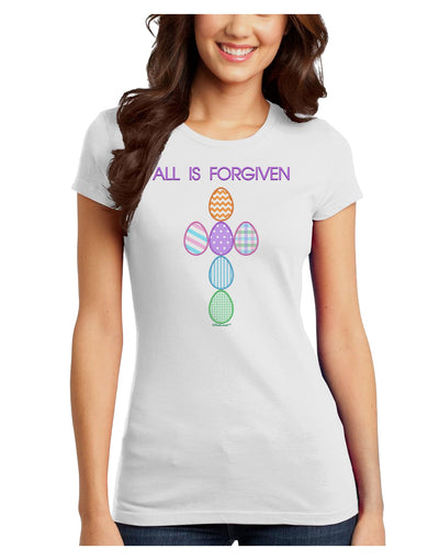 All is forgiven Cross Faux Applique Juniors Petite T-Shirt-T-Shirts Juniors Tops-TooLoud-White-Juniors Fitted X-Small-Davson Sales