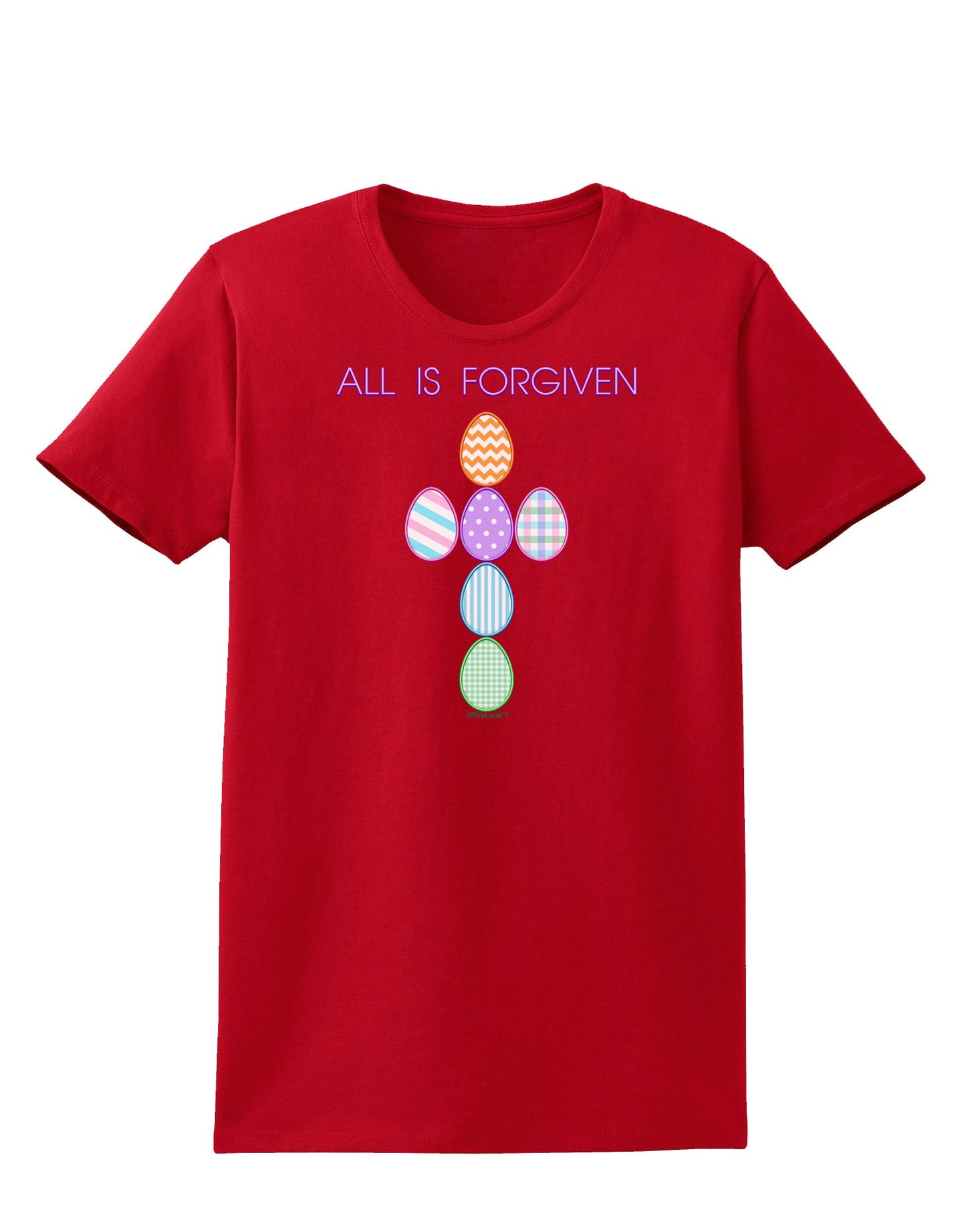 All is forgiven Cross Faux Applique Womens Dark T-Shirt-TooLoud-Red-X-Small-Davson Sales