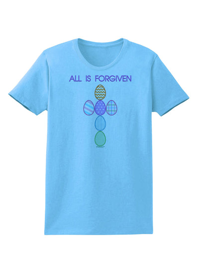 All is forgiven Cross Faux Applique Womens T-Shirt-Womens T-Shirt-TooLoud-Aquatic-Blue-X-Small-Davson Sales