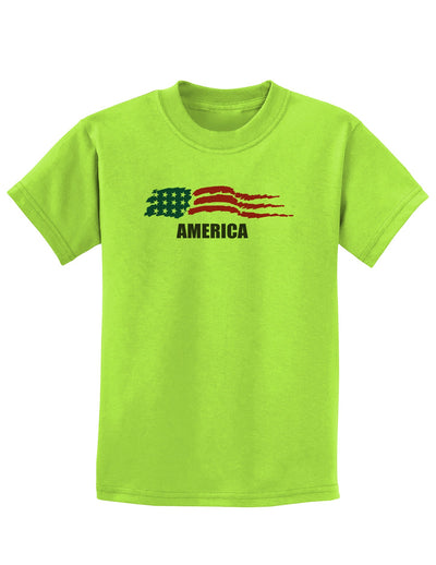 America Flag Childrens T-Shirt-Childrens T-Shirt-TooLoud-Lime-Green-X-Small-Davson Sales
