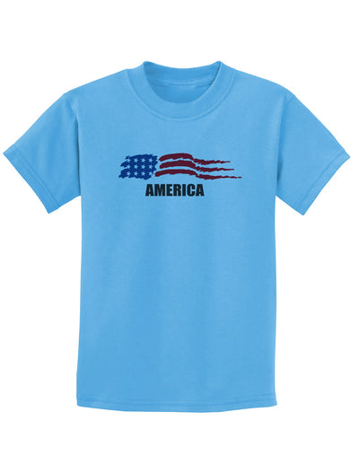 America Flag Childrens T-Shirt-Childrens T-Shirt-TooLoud-Aquatic-Blue-X-Small-Davson Sales