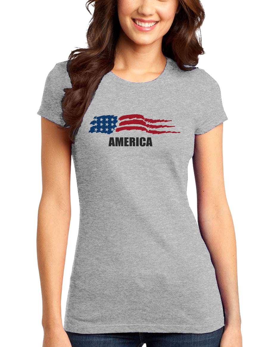 America Flag Juniors T-Shirt-Womens Juniors T-Shirt-TooLoud-White-Small-Davson Sales