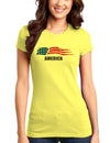 America Flag Juniors T-Shirt-Womens Juniors T-Shirt-TooLoud-Yellow-Small-Davson Sales