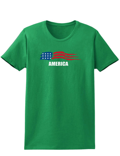 America Flag Womens Dark T-Shirt-TooLoud-Kelly-Green-X-Small-Davson Sales