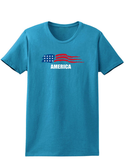 America Flag Womens Dark T-Shirt-TooLoud-Turquoise-X-Small-Davson Sales