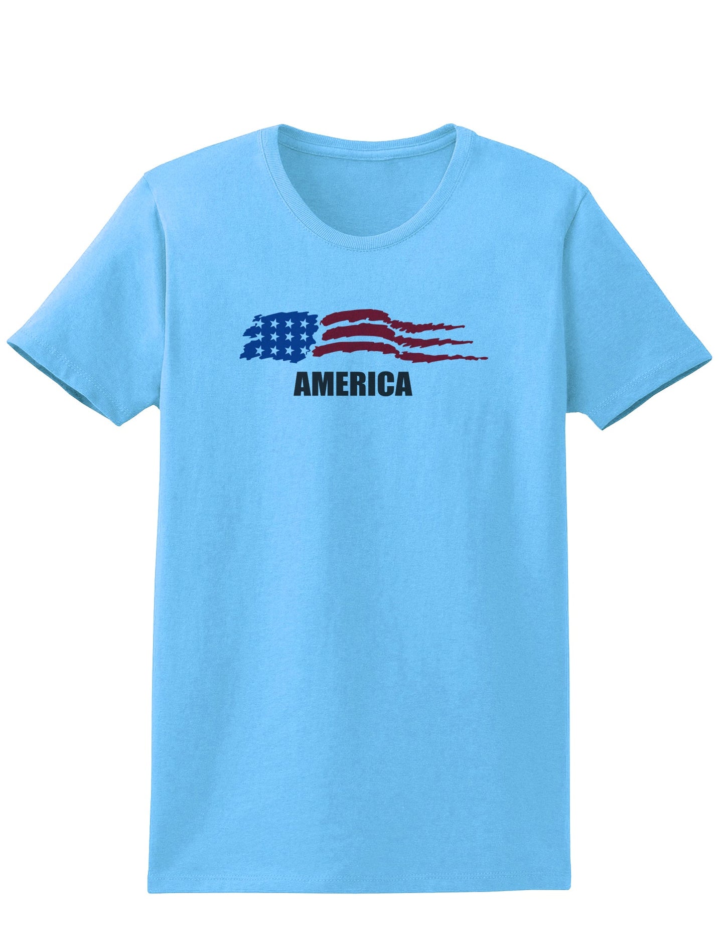 America Flag Womens T-Shirt-Womens T-Shirt-TooLoud-Aquatic-Blue-X-Small-Davson Sales