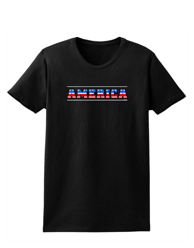 America Stars and Stripes Womens Dark T-Shirt-TooLoud-Black-X-Small-Davson Sales