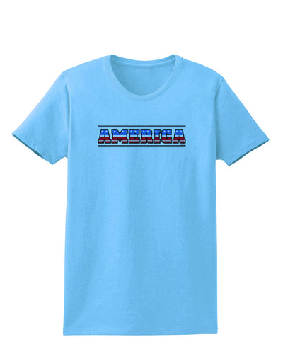 America Stars and Stripes Womens T-Shirt-Womens T-Shirt-TooLoud-Aquatic-Blue-X-Small-Davson Sales