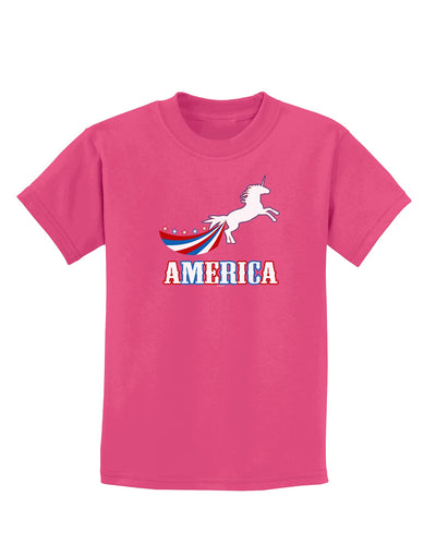America Unicorn Childrens Dark T-Shirt-Childrens T-Shirt-TooLoud-Sangria-X-Small-Davson Sales