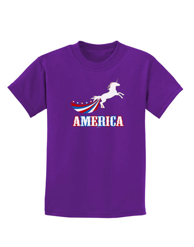 America Unicorn Childrens Dark T-Shirt-Childrens T-Shirt-TooLoud-Purple-X-Small-Davson Sales