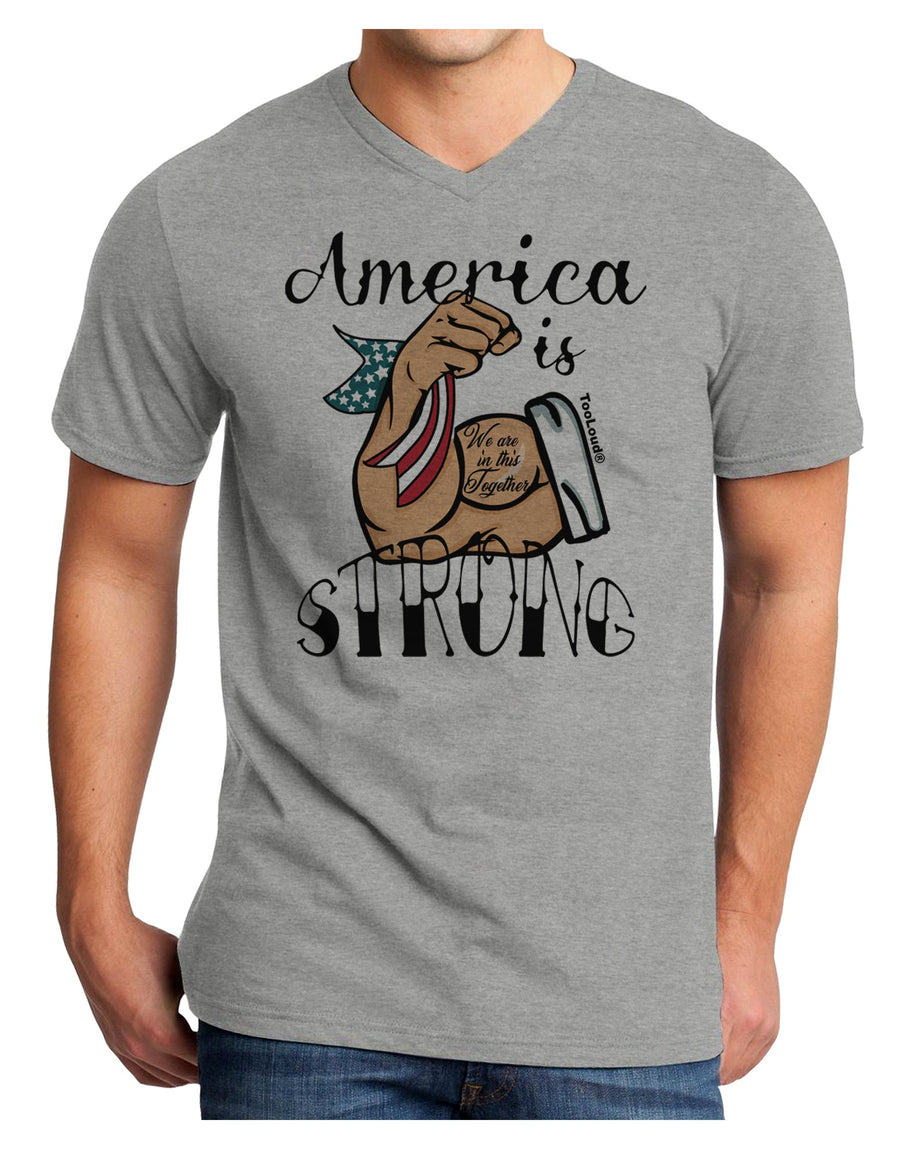 America is Strong We will Overcome This Adult V-Neck T-shirt-Mens T-Shirt-TooLoud-White-Small-Davson Sales