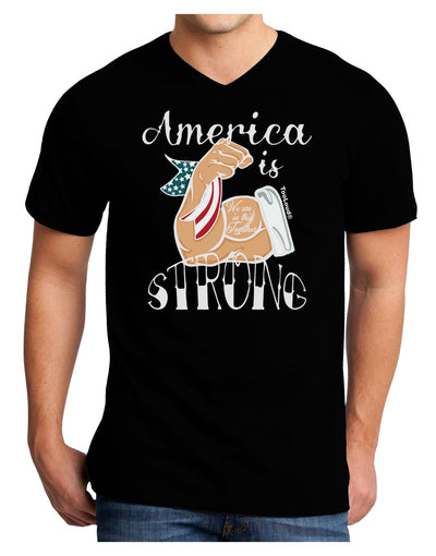 America is Strong We will Overcome This Adult V-Neck T-shirt-Mens T-Shirt-TooLoud-Black-Small-Davson Sales