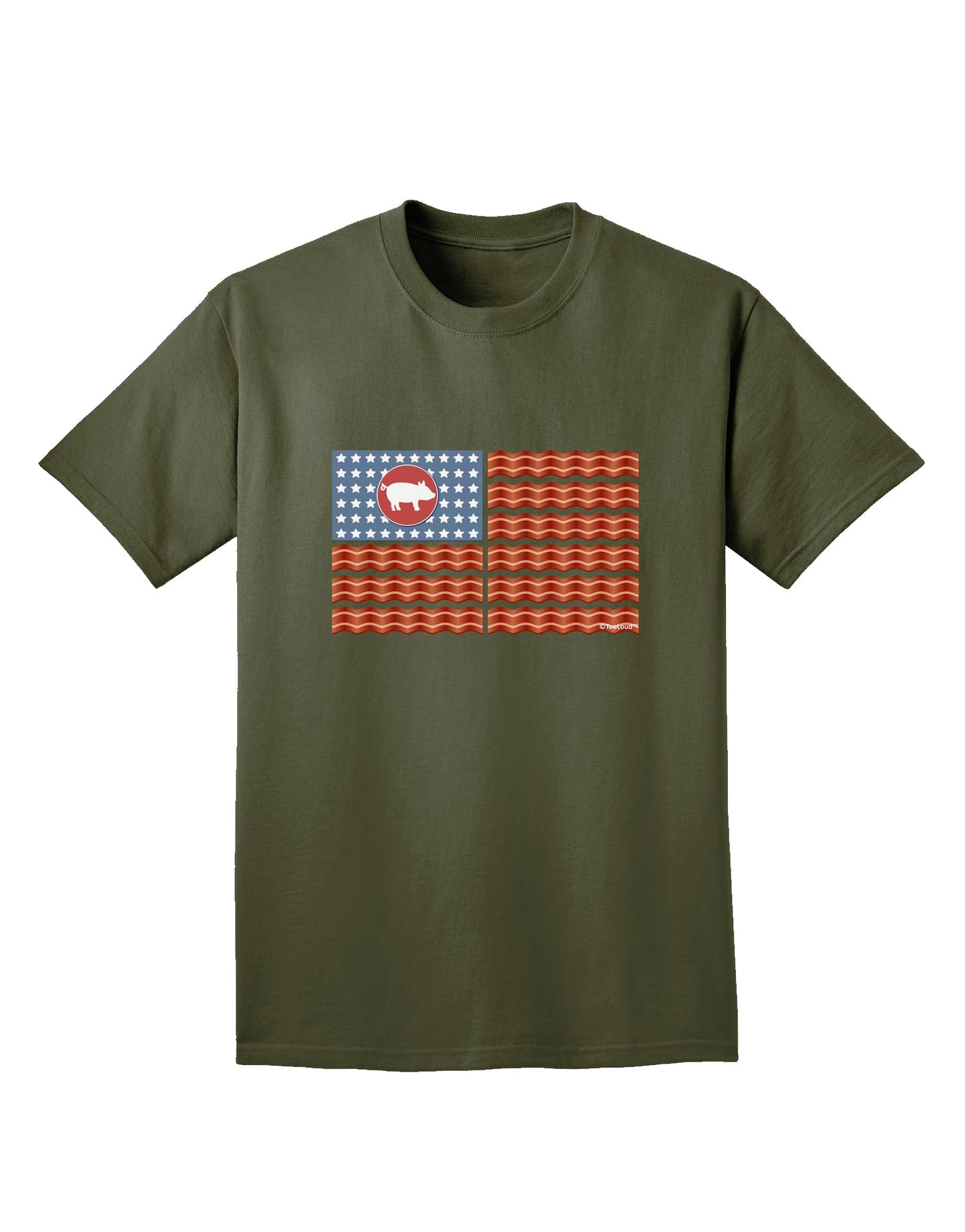 American Bacon Flag Adult Dark T-Shirt-Mens T-Shirt-TooLoud-Military-Green-Small-Davson Sales