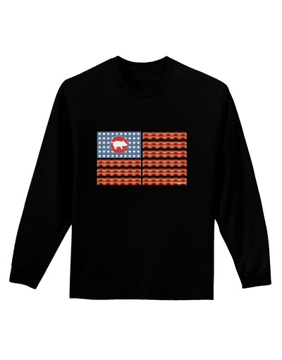 American Bacon Flag Adult Long Sleeve Dark T-Shirt-TooLoud-Black-Small-Davson Sales