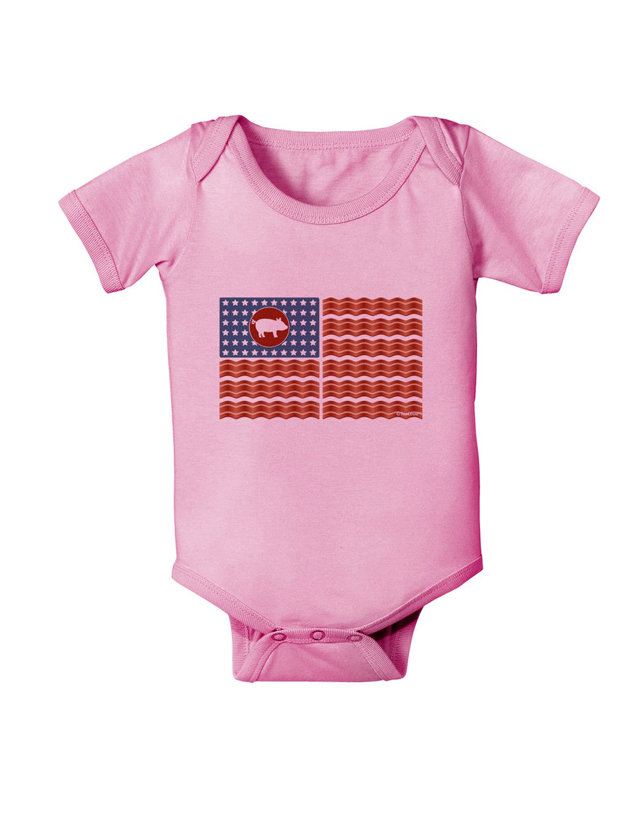 American Bacon Flag Baby Romper Bodysuit-Baby Romper-TooLoud-White-06-Months-Davson Sales