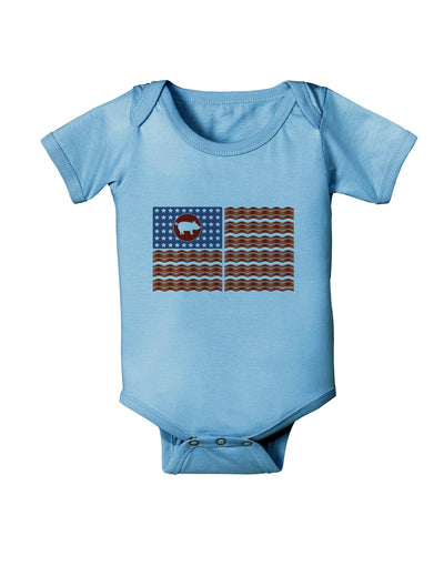 American Bacon Flag Baby Romper Bodysuit-Baby Romper-TooLoud-Light-Blue-06-Months-Davson Sales