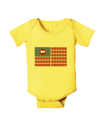 American Bacon Flag Baby Romper Bodysuit-Baby Romper-TooLoud-Yellow-06-Months-Davson Sales