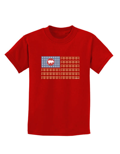 American Bacon Flag Childrens Dark T-Shirt-Childrens T-Shirt-TooLoud-Red-X-Small-Davson Sales