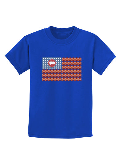 American Bacon Flag Childrens Dark T-Shirt-Childrens T-Shirt-TooLoud-Royal-Blue-X-Small-Davson Sales