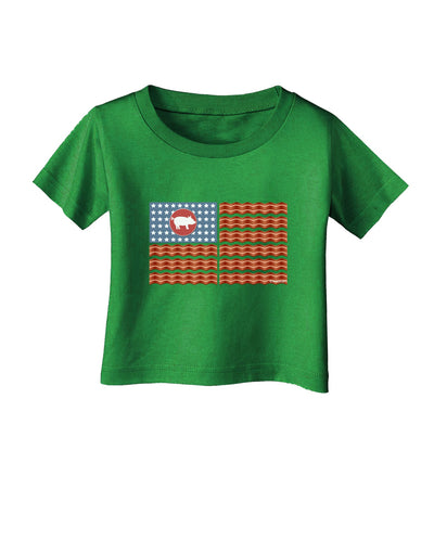 American Bacon Flag Infant T-Shirt Dark-Infant T-Shirt-TooLoud-Clover-Green-06-Months-Davson Sales