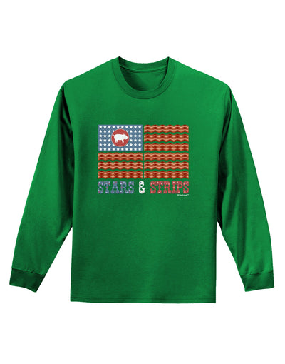 American Bacon Flag - Stars and Strips Adult Long Sleeve Dark T-Shirt-TooLoud-Kelly-Green-Small-Davson Sales