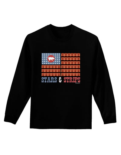 American Bacon Flag - Stars and Strips Adult Long Sleeve Dark T-Shirt-TooLoud-Black-Small-Davson Sales