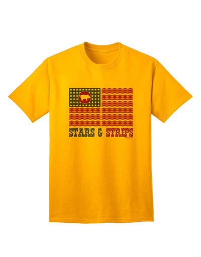 American Bacon Flag - Stars and Strips Adult T-Shirt-Mens T-Shirt-TooLoud-Gold-Small-Davson Sales