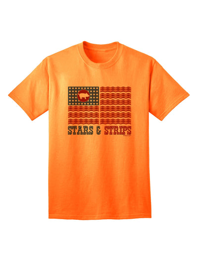 American Bacon Flag - Stars and Strips Adult T-Shirt-Mens T-Shirt-TooLoud-Neon-Orange-Small-Davson Sales