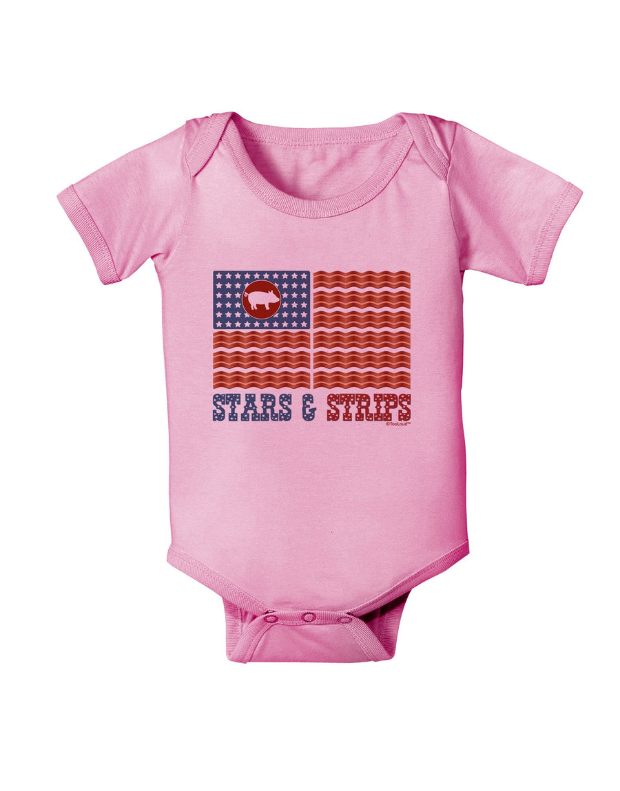 American Bacon Flag - Stars and Strips Baby Romper Bodysuit-Baby Romper-TooLoud-White-06-Months-Davson Sales