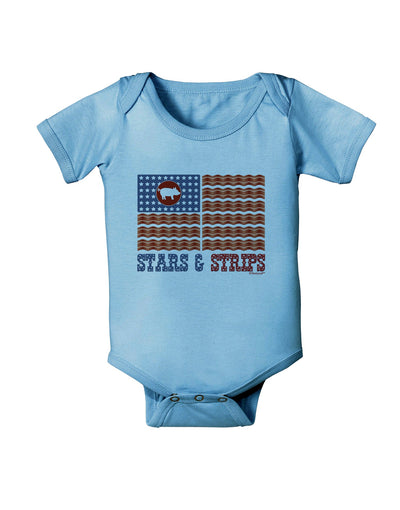 American Bacon Flag - Stars and Strips Baby Romper Bodysuit-Baby Romper-TooLoud-Light-Blue-06-Months-Davson Sales