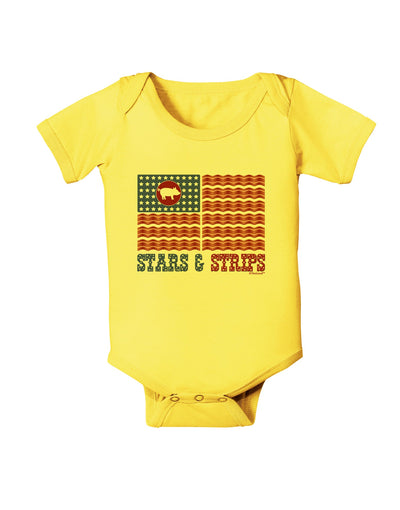 American Bacon Flag - Stars and Strips Baby Romper Bodysuit-Baby Romper-TooLoud-Yellow-06-Months-Davson Sales