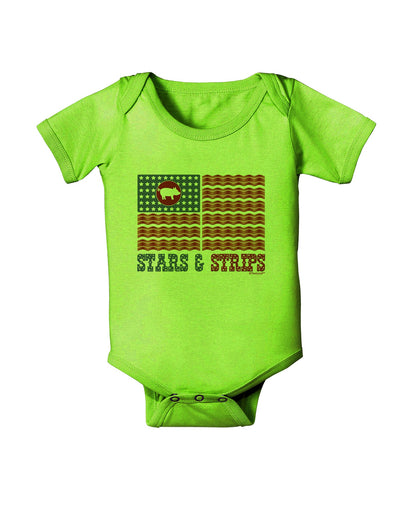 American Bacon Flag - Stars and Strips Baby Romper Bodysuit-Baby Romper-TooLoud-Lime-Green-06-Months-Davson Sales