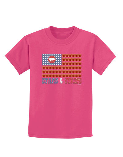 American Bacon Flag - Stars and Strips Childrens Dark T-Shirt-Childrens T-Shirt-TooLoud-Sangria-X-Small-Davson Sales