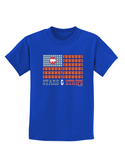 American Bacon Flag - Stars and Strips Childrens Dark T-Shirt-Childrens T-Shirt-TooLoud-Royal-Blue-X-Small-Davson Sales