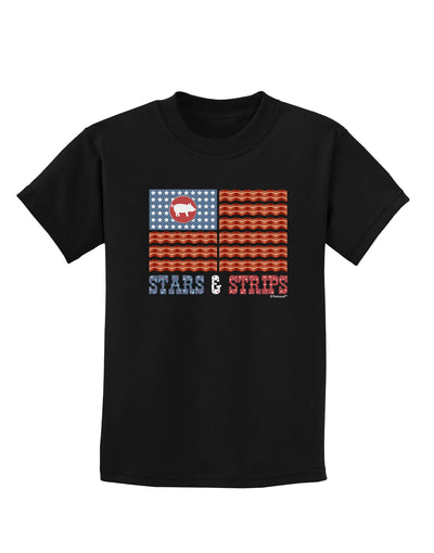 American Bacon Flag - Stars and Strips Childrens Dark T-Shirt-Childrens T-Shirt-TooLoud-Black-X-Small-Davson Sales