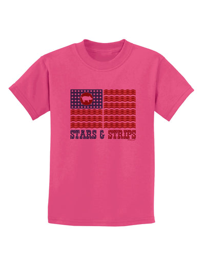 American Bacon Flag - Stars and Strips Childrens T-Shirt-Childrens T-Shirt-TooLoud-Sangria-X-Small-Davson Sales