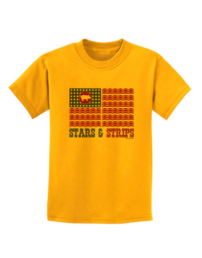 American Bacon Flag - Stars and Strips Childrens T-Shirt-Childrens T-Shirt-TooLoud-Gold-X-Small-Davson Sales