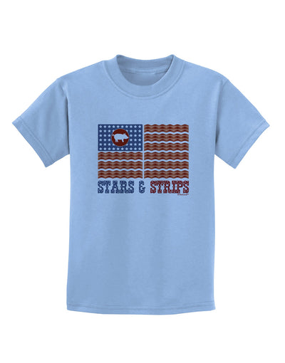 American Bacon Flag - Stars and Strips Childrens T-Shirt-Childrens T-Shirt-TooLoud-Light-Blue-X-Small-Davson Sales