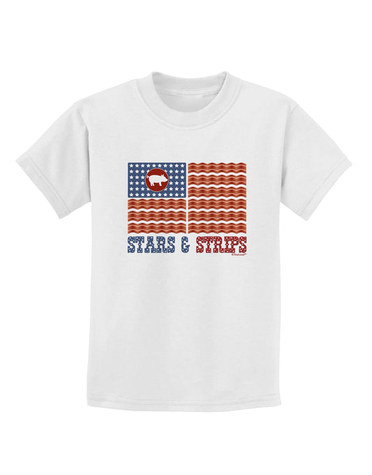 American Bacon Flag - Stars and Strips Childrens T-Shirt-Childrens T-Shirt-TooLoud-White-X-Small-Davson Sales