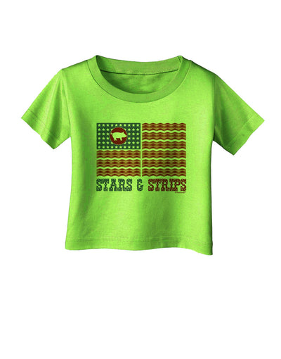 American Bacon Flag - Stars and Strips Infant T-Shirt-Infant T-Shirt-TooLoud-Lime-Green-06-Months-Davson Sales