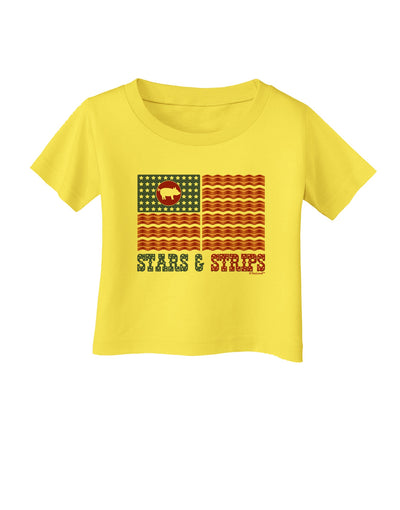 American Bacon Flag - Stars and Strips Infant T-Shirt-Infant T-Shirt-TooLoud-Yellow-06-Months-Davson Sales