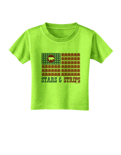 American Bacon Flag - Stars and Strips Toddler T-Shirt-Toddler T-Shirt-TooLoud-Lime-Green-2T-Davson Sales