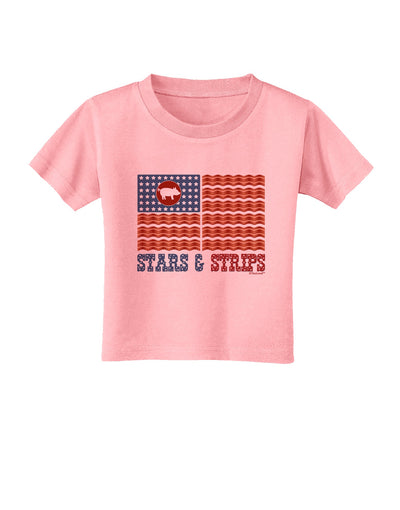 American Bacon Flag - Stars and Strips Toddler T-Shirt-Toddler T-Shirt-TooLoud-Candy-Pink-2T-Davson Sales