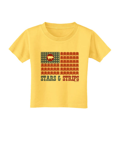 American Bacon Flag - Stars and Strips Toddler T-Shirt-Toddler T-Shirt-TooLoud-Yellow-2T-Davson Sales