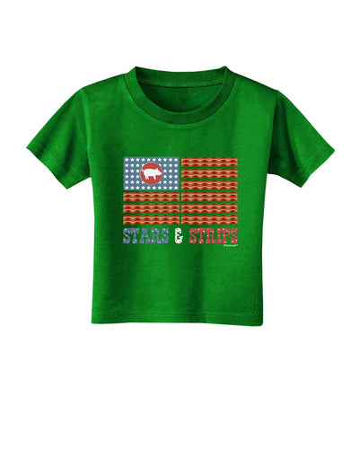 American Bacon Flag - Stars and Strips Toddler T-Shirt Dark-Toddler T-Shirt-TooLoud-Clover-Green-2T-Davson Sales