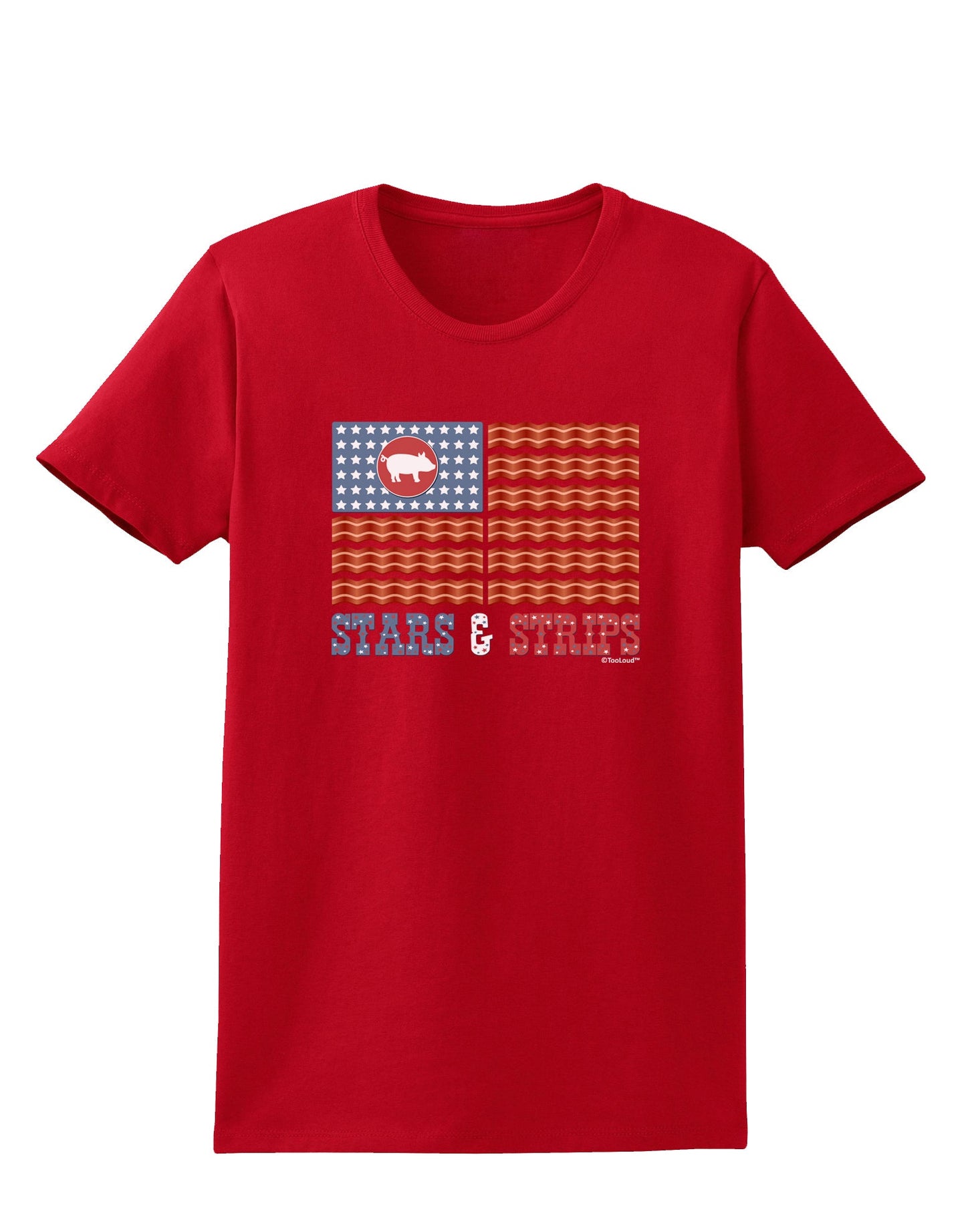 American Bacon Flag - Stars and Strips Womens Dark T-Shirt-TooLoud-Red-X-Small-Davson Sales