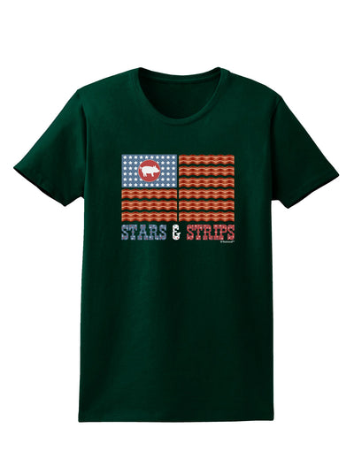 American Bacon Flag - Stars and Strips Womens Dark T-Shirt-TooLoud-Forest-Green-Small-Davson Sales