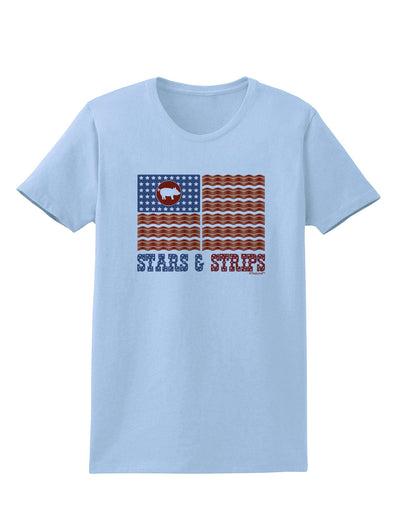 American Bacon Flag - Stars and Strips Womens T-Shirt-Womens T-Shirt-TooLoud-Light-Blue-X-Small-Davson Sales