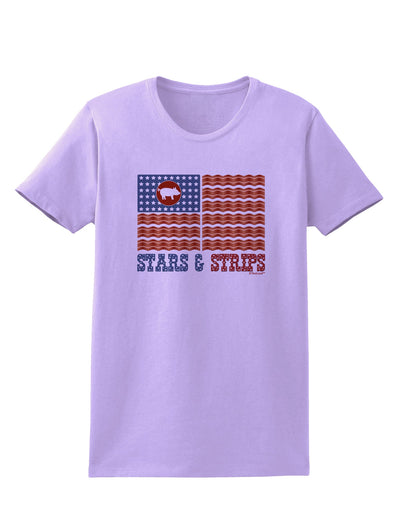 American Bacon Flag - Stars and Strips Womens T-Shirt-Womens T-Shirt-TooLoud-Lavender-X-Small-Davson Sales